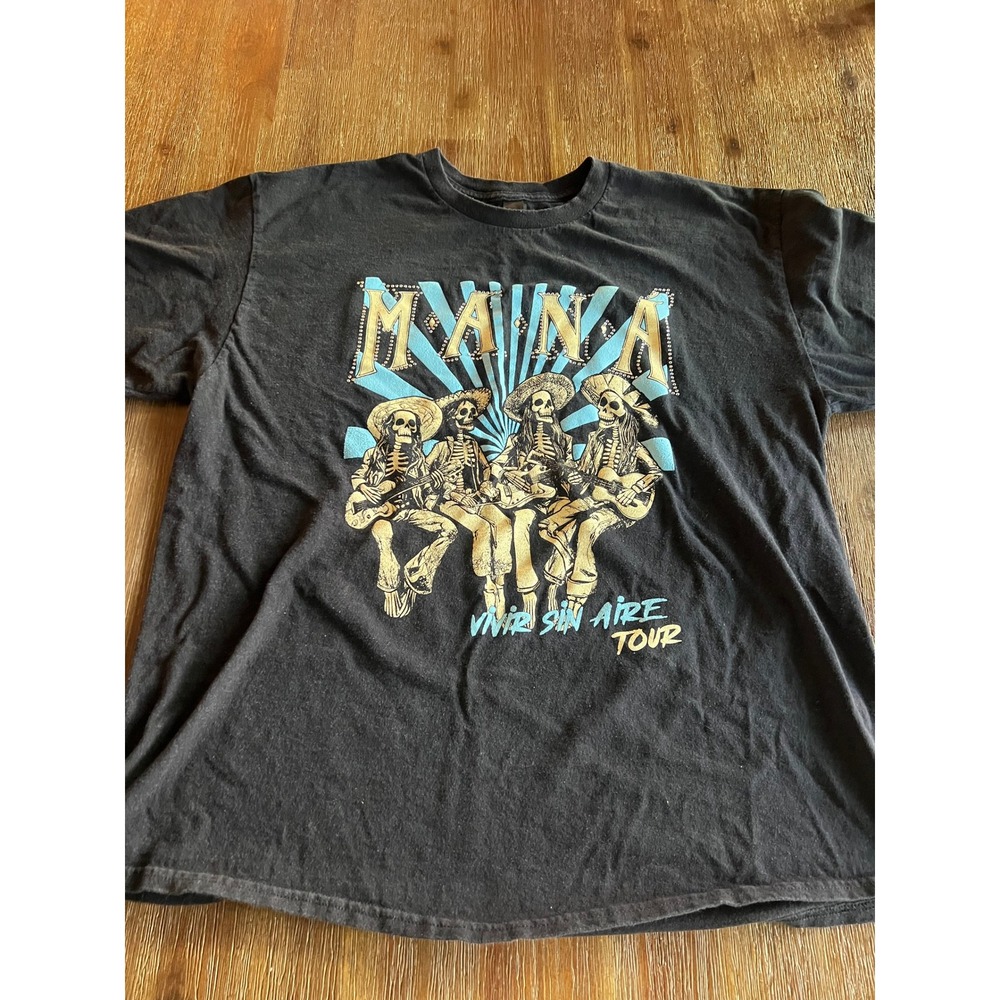 Mana Vivir Sin Aire Tour Graphic T-Shirt Black Rock Band Concert Tee XL